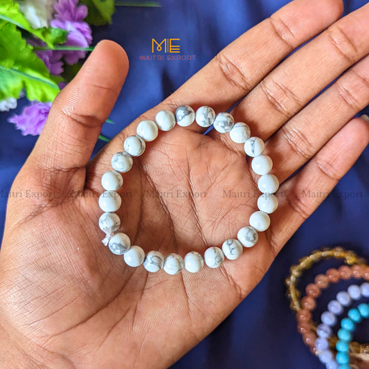 Howlite Natural Crystal Healing Bracelet-8mm-Maitri Export | Crystals Store