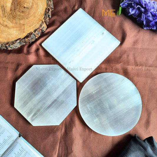 Natural selenite stone different shapes plain plate-Maitri Export | Crystals Store