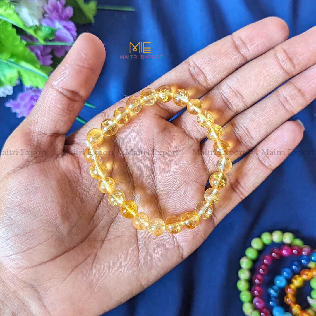 Citrine Natural Crystal Healing Bracelet-8mm-Maitri Export | Crystals Store