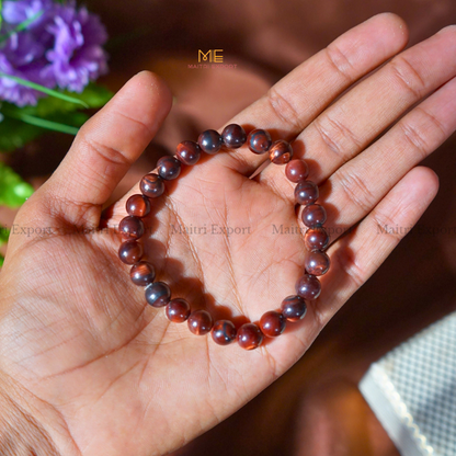 Red Tiger Eye 8mm Natural Crystal Healing Bracelet-Maitri Export | Crystals Store