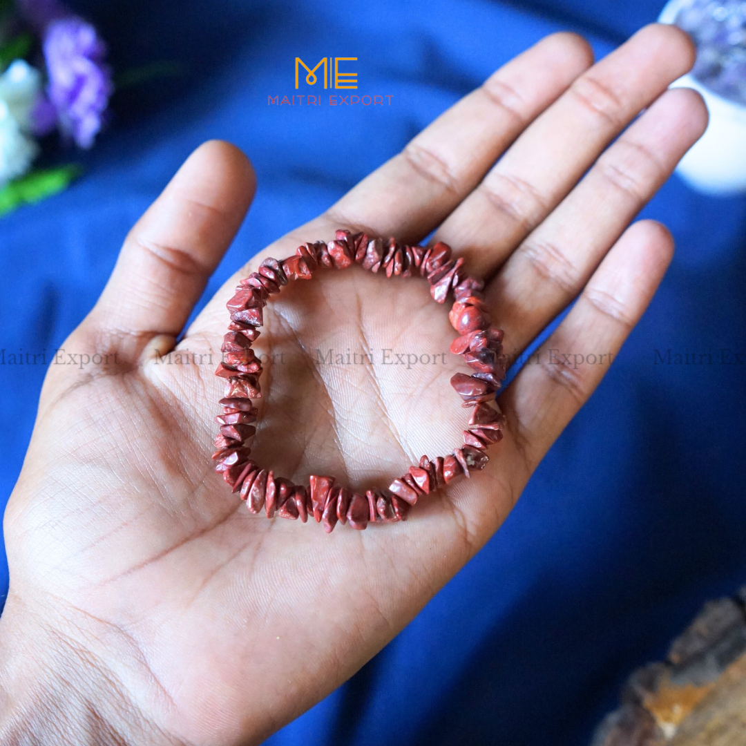 Crystal chips stretchable bracelet-Red Jasper-Maitri Export | Crystals Store