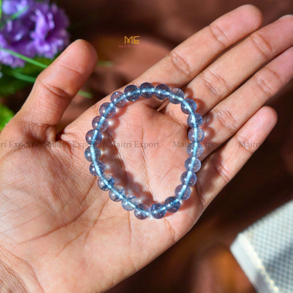 Blue Quartz 8mm Crystal Healing Bracelet-Maitri Export | Crystals Store