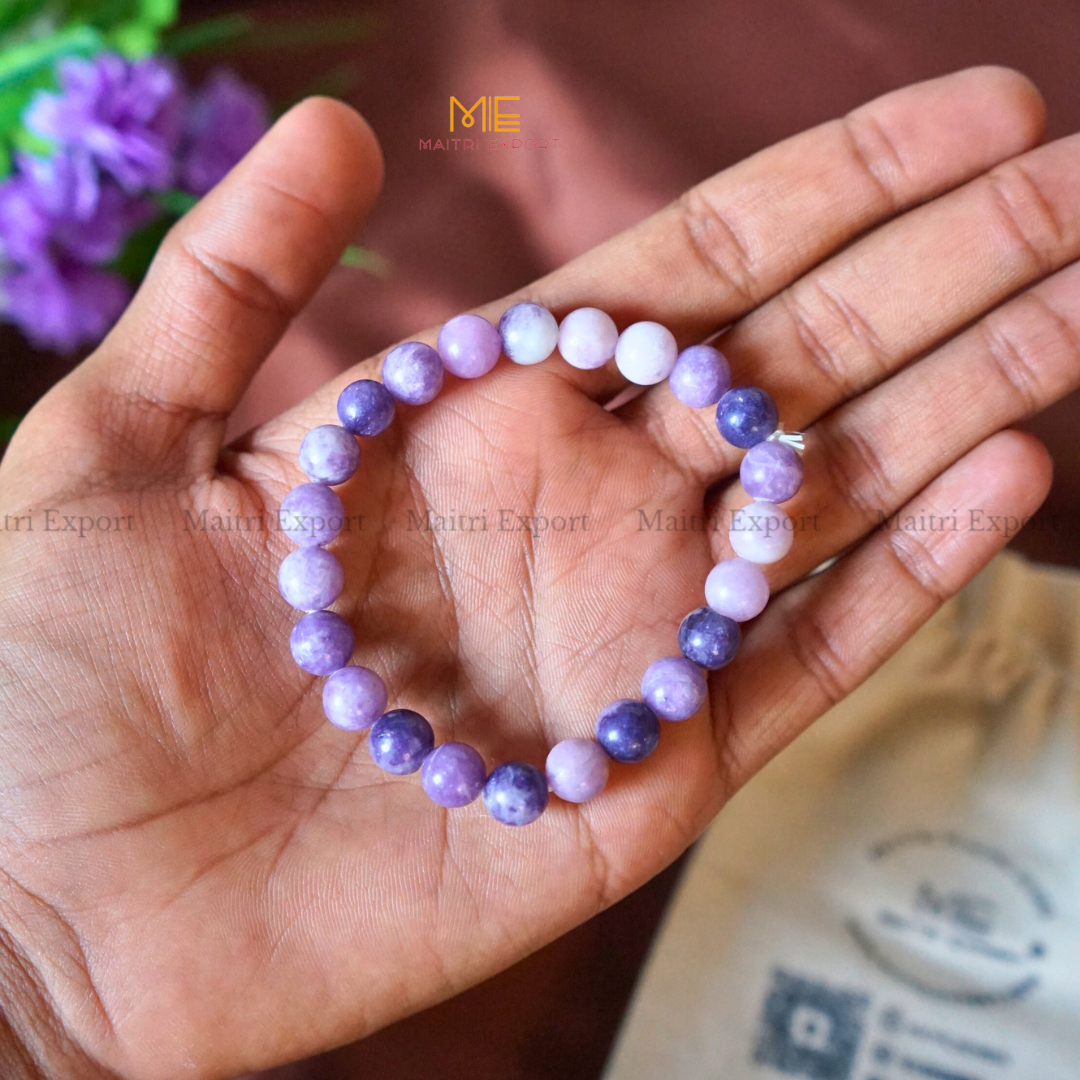 Lepidolite 8mm Natural Crystal Healing Bracelet-Maitri Export | Crystals Store