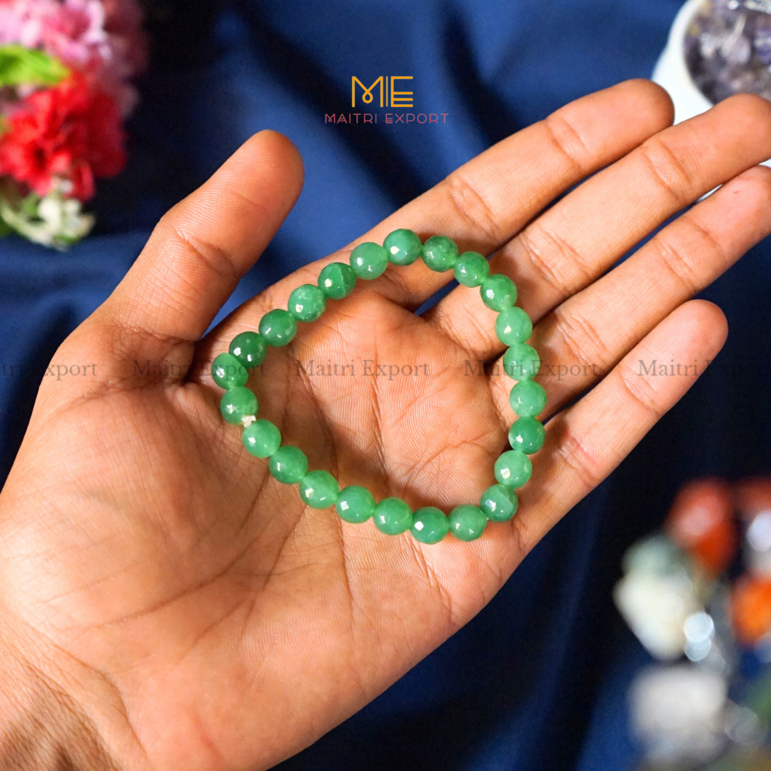 8mm faceted round beads stretchable bracelet.-Green aventurine-Maitri Export | Crystals Store