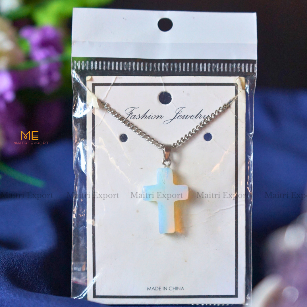 Christian Symbol Cross Shape Crystal Healing Pendant-Maitri Export | Crystals Store