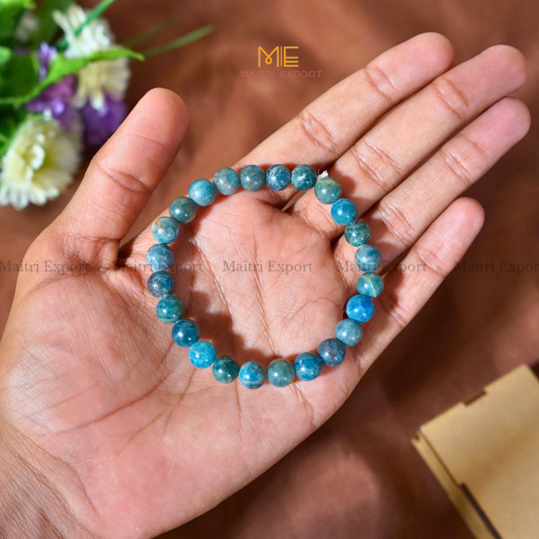 Apatite Natural Crystal Healing Bracelet-8mm-Maitri Export | Crystals Store