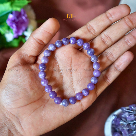 Lepidolite 8mm Natural Crystal Healing Bracelet ( High Quality )-Maitri Export | Crystals Store