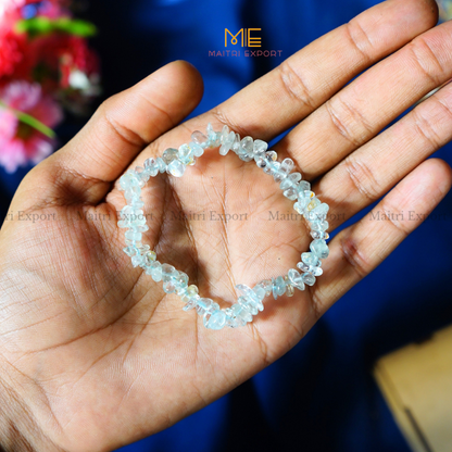 Crystal chips stretchable bracelet-Aquamarine-Maitri Export | Crystals Store