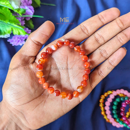 Carnelian Natural Crystal Healing Bracelet-8mm-Maitri Export | Crystals Store