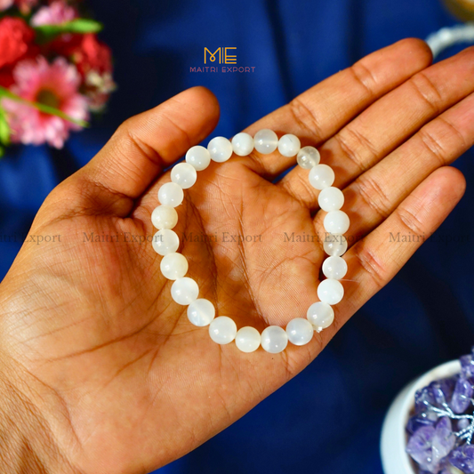 White Moonstone 8mm Natural Crystal Healing Bracelet-Maitri Export | Crystals Store