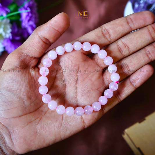 Rose Quartz Natural Crystal Healing Bracelet-8mm-Maitri Export | Crystals Store