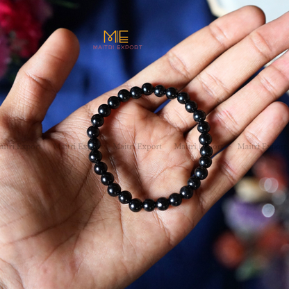 Black Tourmaline Natural Crystal Healing Bracelet-6mm-Maitri Export | Crystals Store