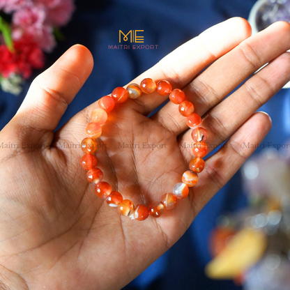 8mm faceted round beads stretchable bracelet.-Carnelian-Maitri Export | Crystals Store