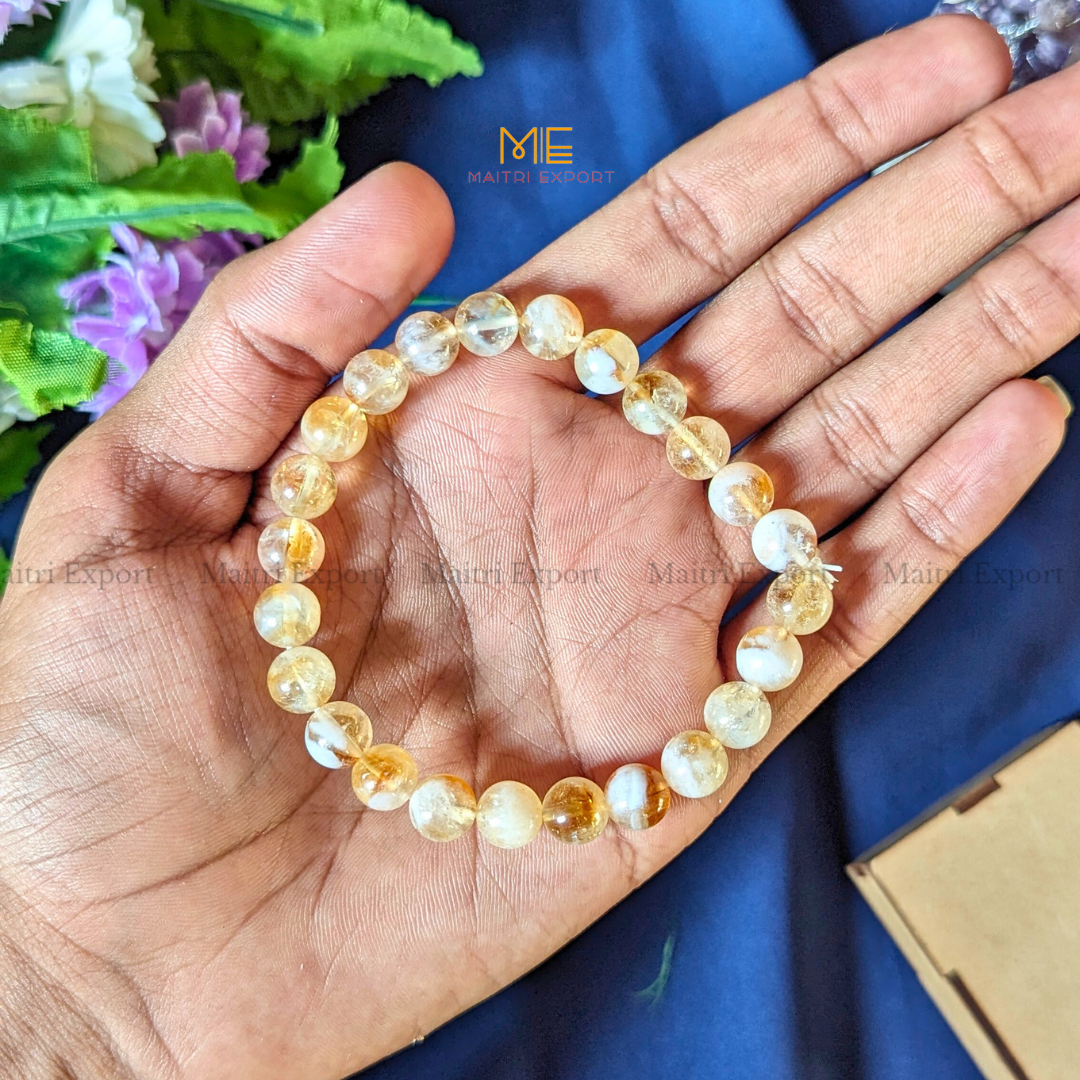 Natural Citrine Crystal Healing Bracelet-8mm-Maitri Export | Crystals Store