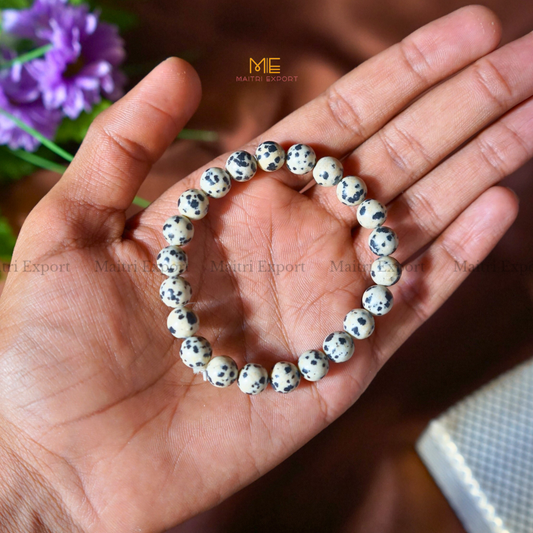 Dalmatian 8mm Natural Crystal Healing Bracelet-Maitri Export | Crystals Store