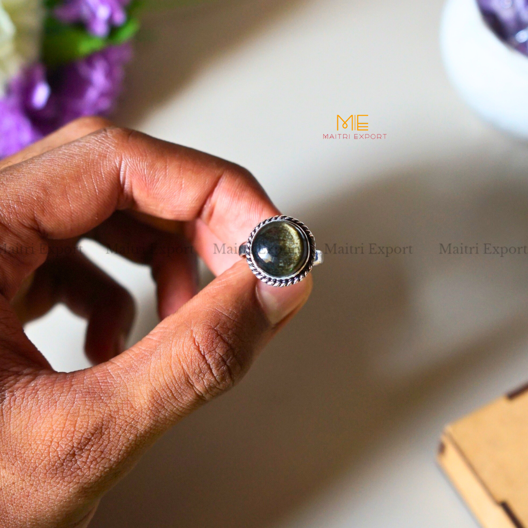 Round Gemstone crystal Adjustable rings-Maitri Export | Crystals Store