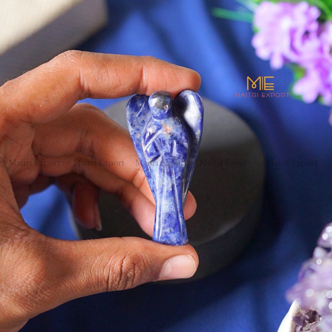 Natural Crystal stone Guardian angel figurine ( 2 inch )-Sodalite-Maitri Export | Crystals Store