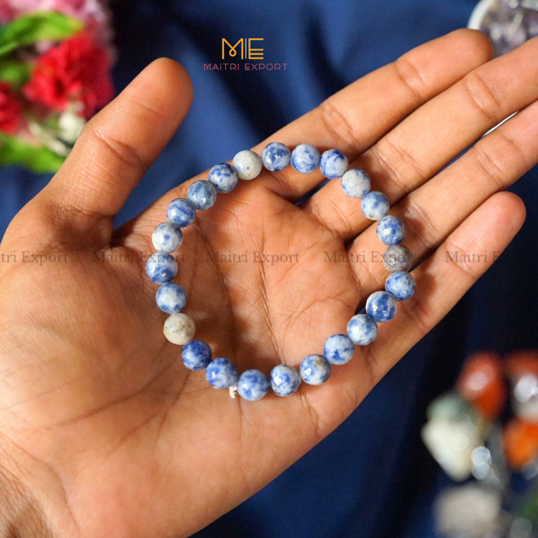 8mm faceted round beads stretchable bracelet.-Sodalite-Maitri Export | Crystals Store