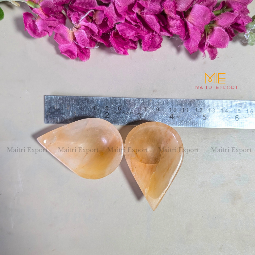 Natural Healing Crystal Stone 1 Face Leaf Shape Diya / Deepak-Maitri Export | Crystals Store