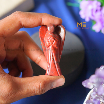 Natural Crystal stone Guardian angel figurine ( 2 inch )-Red Jasper-Maitri Export | Crystals Store