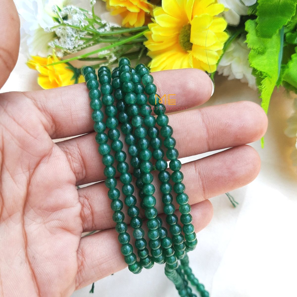 4mm loose crystal beads strands / line / String-Green Jade-Maitri Export | Crystals Store