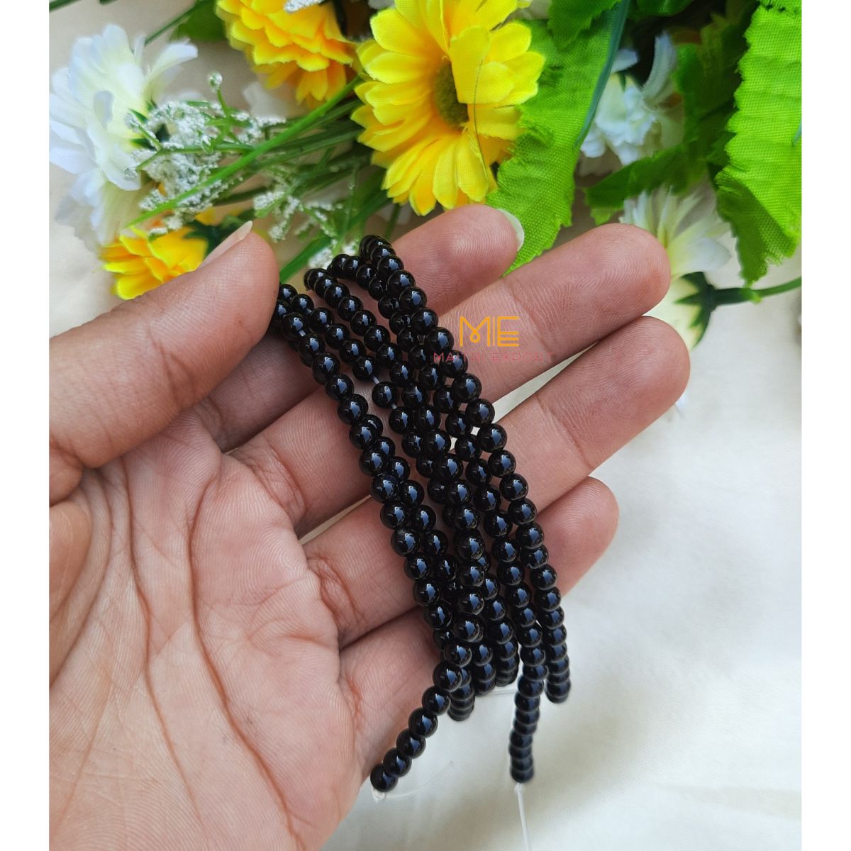 4mm loose crystal beads strands / line / String-Black Tourmaline-Maitri Export | Crystals Store