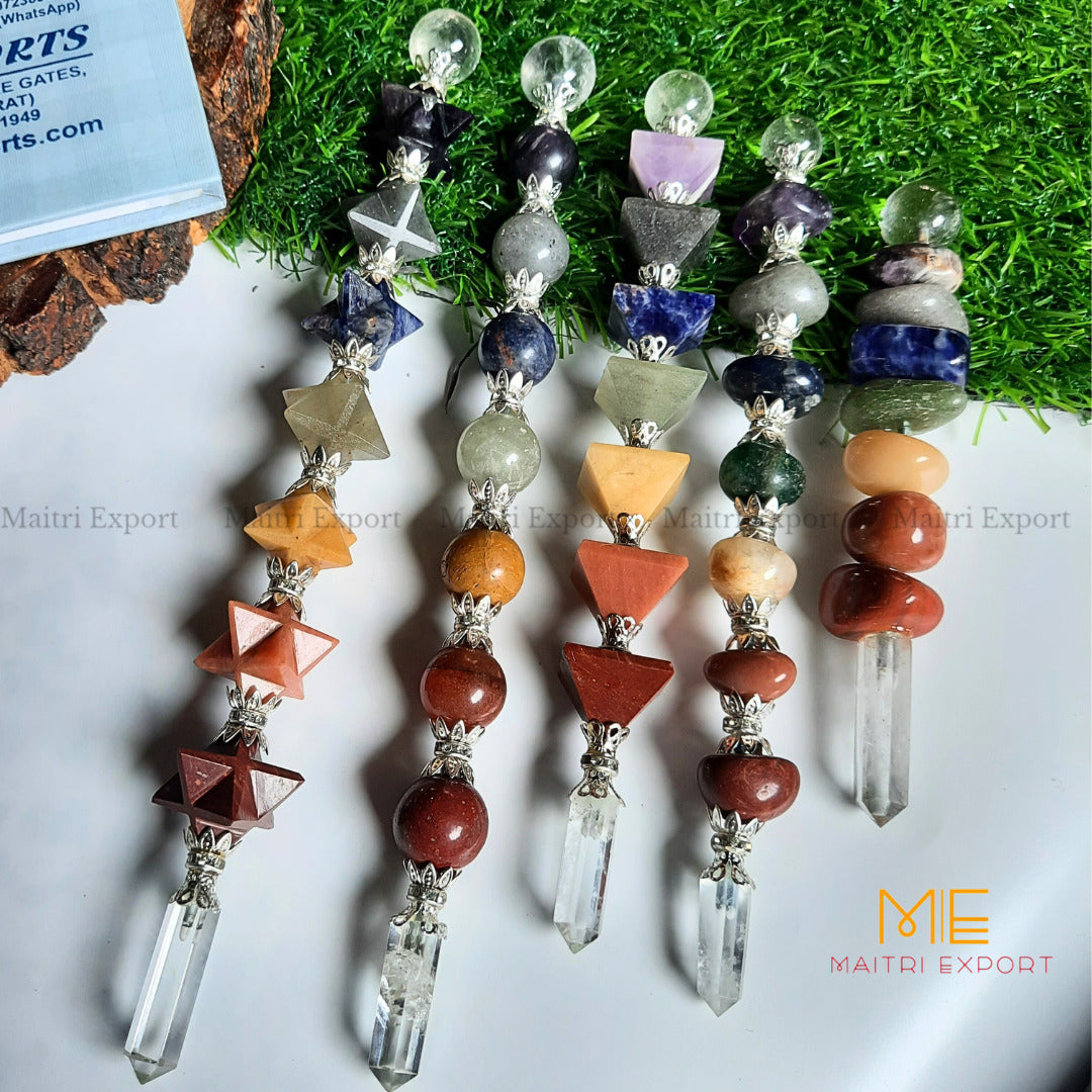 Natural 7 chakra stones stick Wand-Maitri Export | Crystals Store