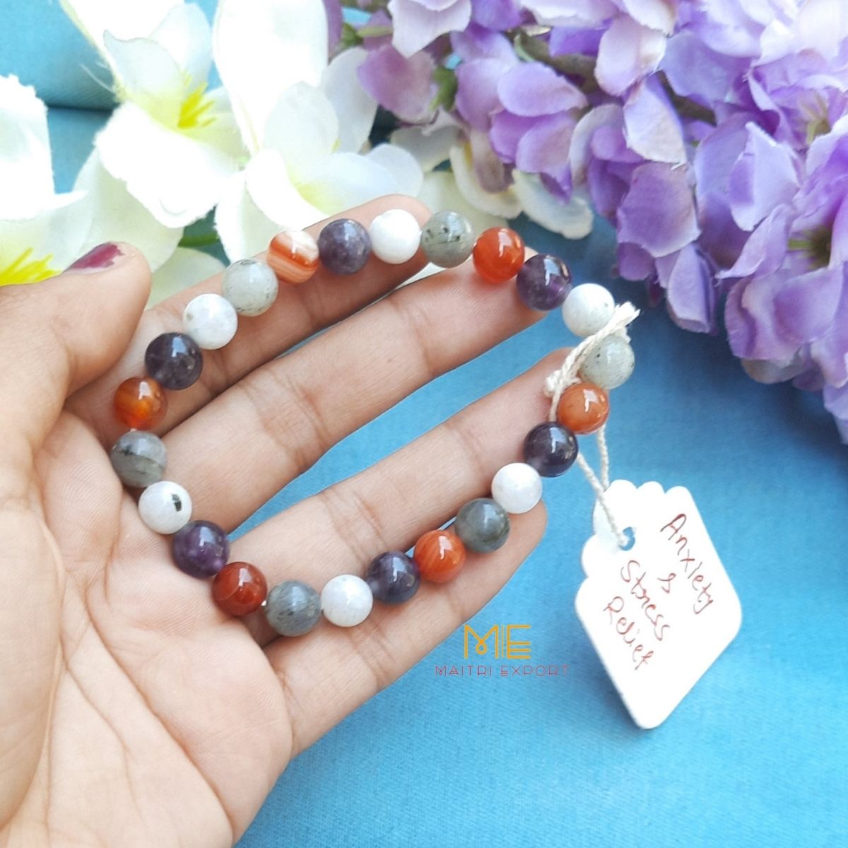 Different purpose based 8mm crystal bead bracelet-Anxiety & Stress Relief-Maitri Export | Crystals Store