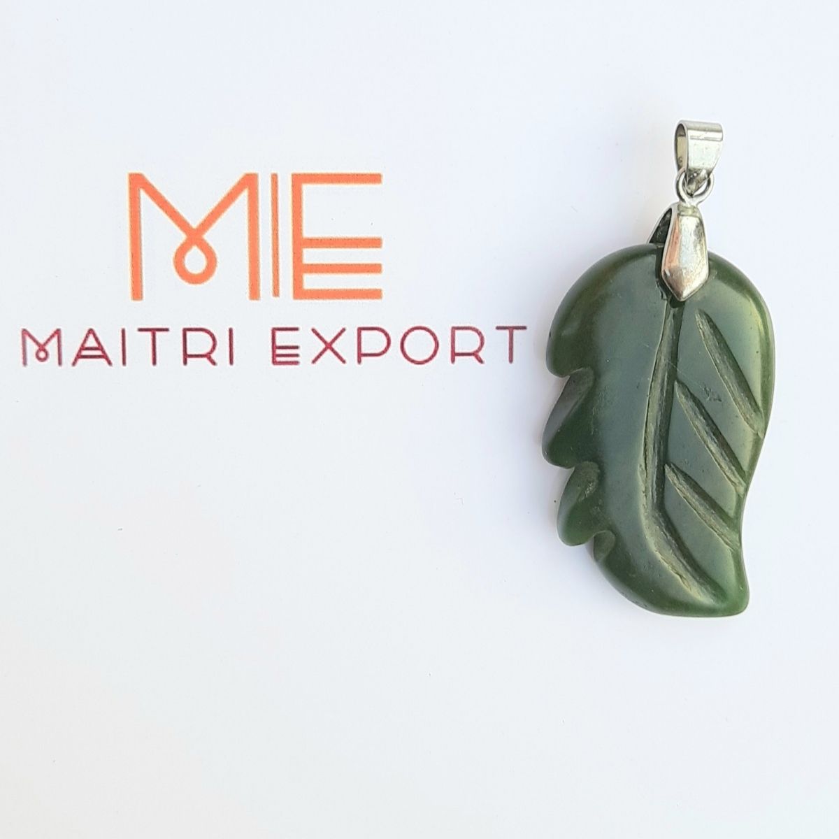Natural crystal stone leaf shaped pendant-Green Jade-Maitri Export | Crystals Store