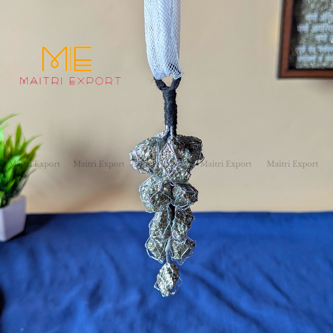 Peru Pyrite Cluster Wired Hanger-Maitri Export | Crystals Store