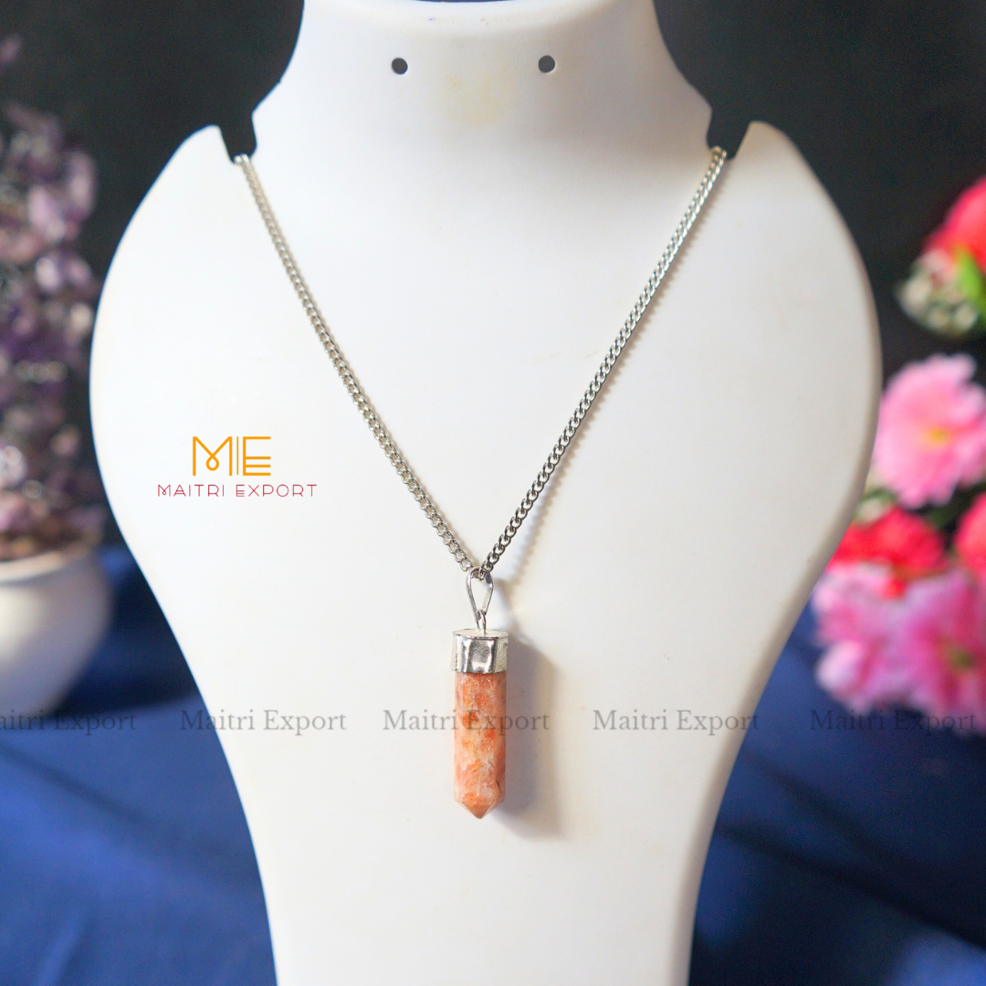 Natural crystal Single Point Pencil Pendant-Maitri Export | Crystals Store