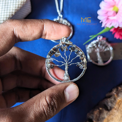 Natural crystal stones tree of life pendants made from mini crystal chips-Maitri Export | Crystals Store