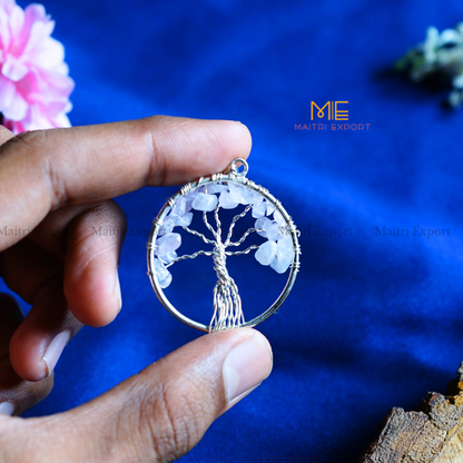 Natural crystal stones tree of life pendants made from mini crystal chips-Maitri Export | Crystals Store