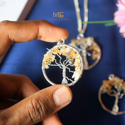 Natural crystal stones tree of life pendants made from mini crystal chips-Maitri Export | Crystals Store