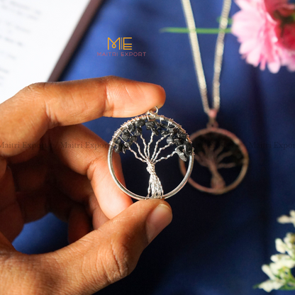 Natural crystal stones tree of life pendants made from mini crystal chips-Maitri Export | Crystals Store