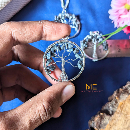 Natural crystal stones tree of life pendants made from mini crystal chips-Maitri Export | Crystals Store