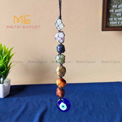 7 Chakra Tumble with Evil Eye Hanger-Maitri Export | Crystals Store