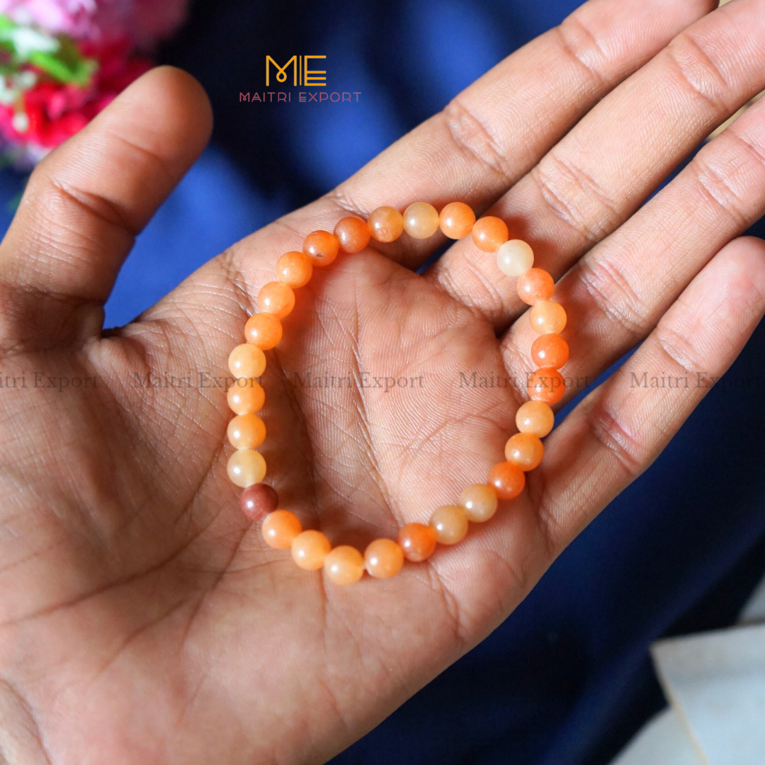 Carnelian Natural Crystal Healing Bracelet-6mm-Maitri Export | Crystals Store