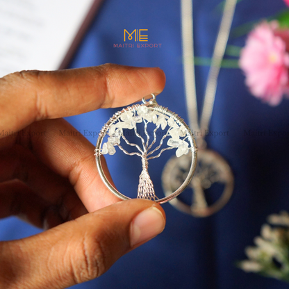 Natural crystal stones tree of life pendants made from mini crystal chips-Maitri Export | Crystals Store