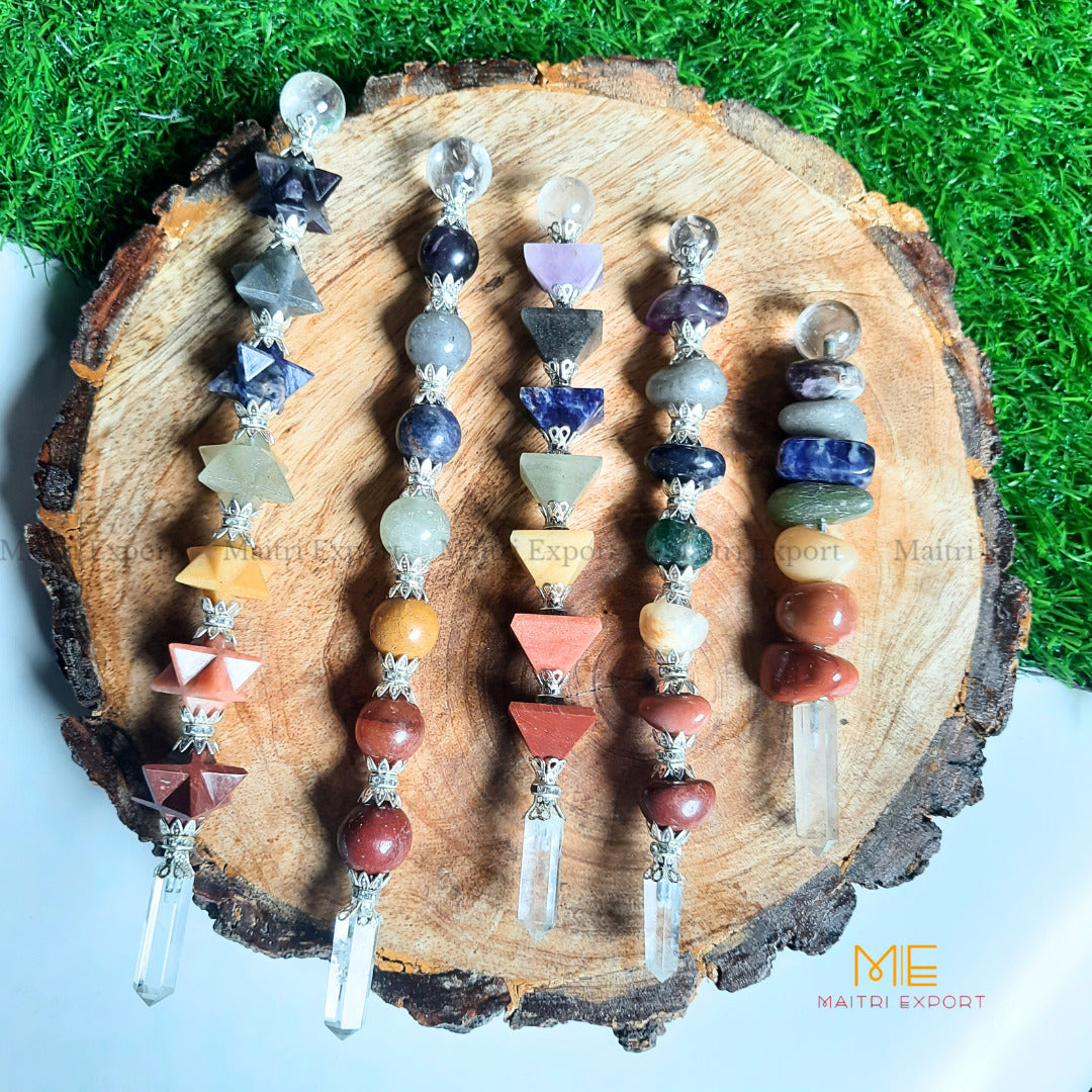 Natural 7 chakra stones stick Wand-Maitri Export | Crystals Store