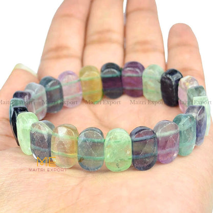 Oval Shape Faceted Crystal Beads bracelet-Multi Fluorite-Maitri Export | Crystals Store