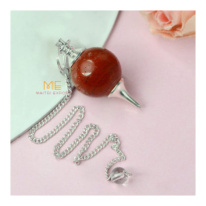 Natural Different Ball Shaped Crystal Stone Pendulum-Red Jasper-Maitri Export | Crystals Store