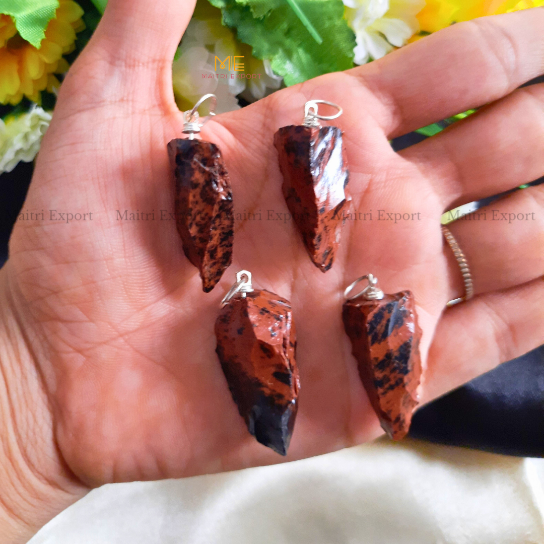 Natural crystal stone rough crescent pendant-Mahogany Jasper-Maitri Export | Crystals Store