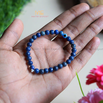 6mm crystal beaded bracelet with evil eye-Lapis Lazuli-Maitri Export | Crystals Store