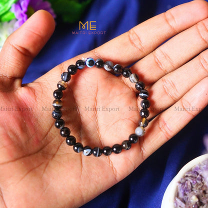 6mm crystal beaded bracelet with evil eye-Sulemani Hakik-Maitri Export | Crystals Store