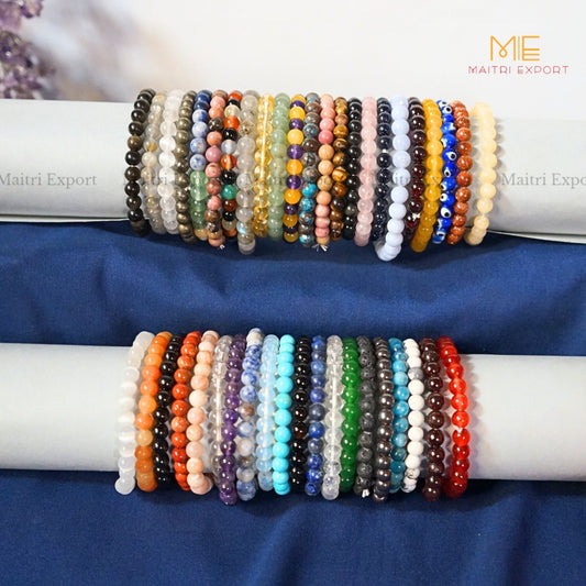6mm round bead Stretchable crystal bracelets-Maitri Export | Crystals Store
