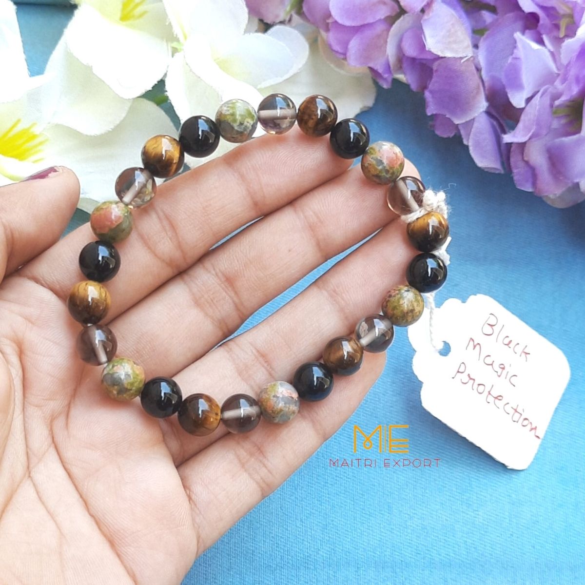 Different purpose based 8mm crystal bead bracelet-Black Magic Protection-Maitri Export | Crystals Store