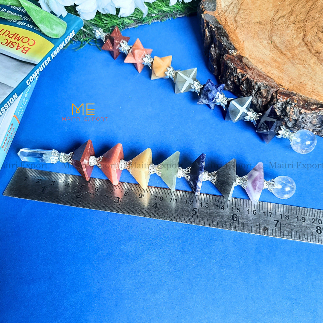 Natural 7 chakra stones stick Wand-pyramid-Maitri Export | Crystals Store