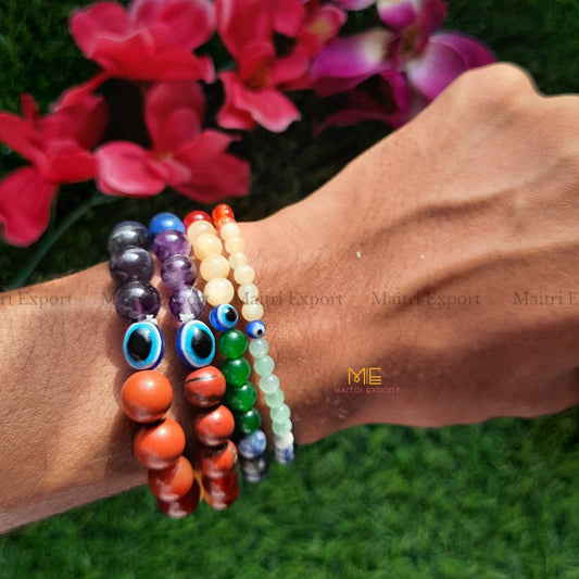 7 chakra bracelet with evil eye-Maitri Export | Crystals Store