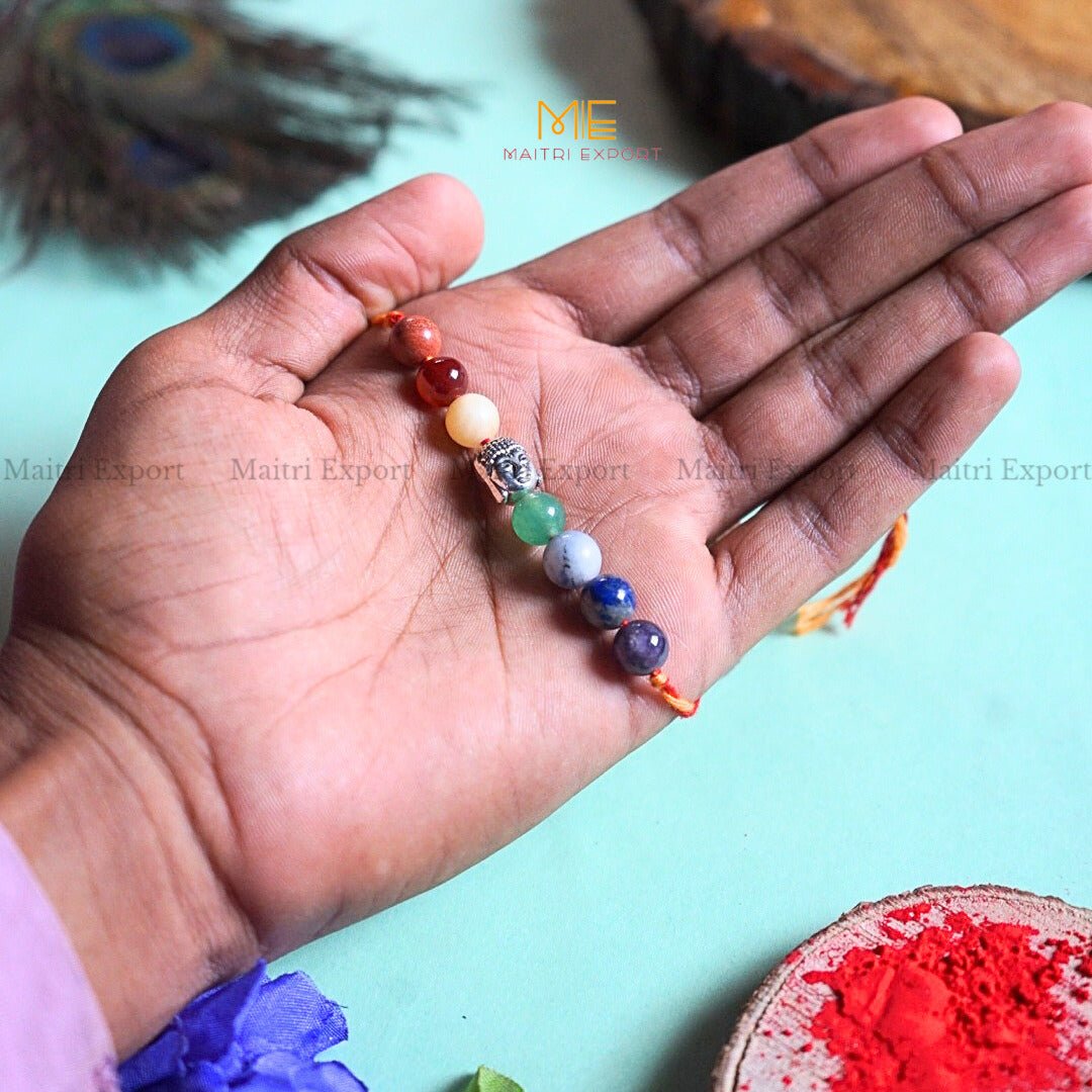 7 chakra rakhis-With Buddha Charm-Maitri Export | Crystals Store